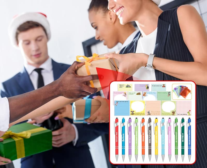Inspirational Pens & Sticky Notes Set for Coworkers