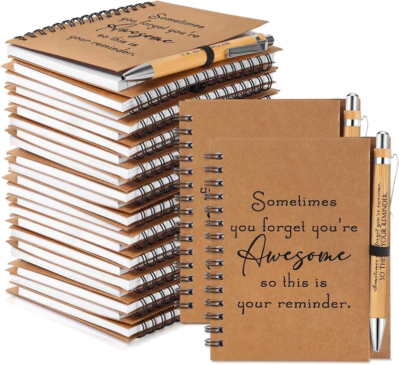 Employee Thank You Gifts: Spiral Notebooks with Bamboo Pens