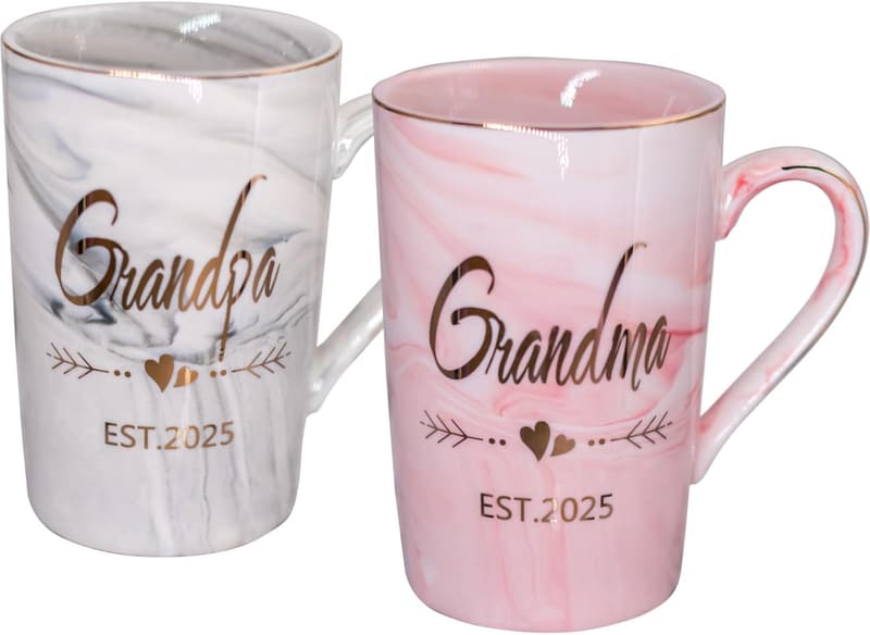 New Grandparents Mug Set - 12.5oz Ceramic Gifts for Baby Shower