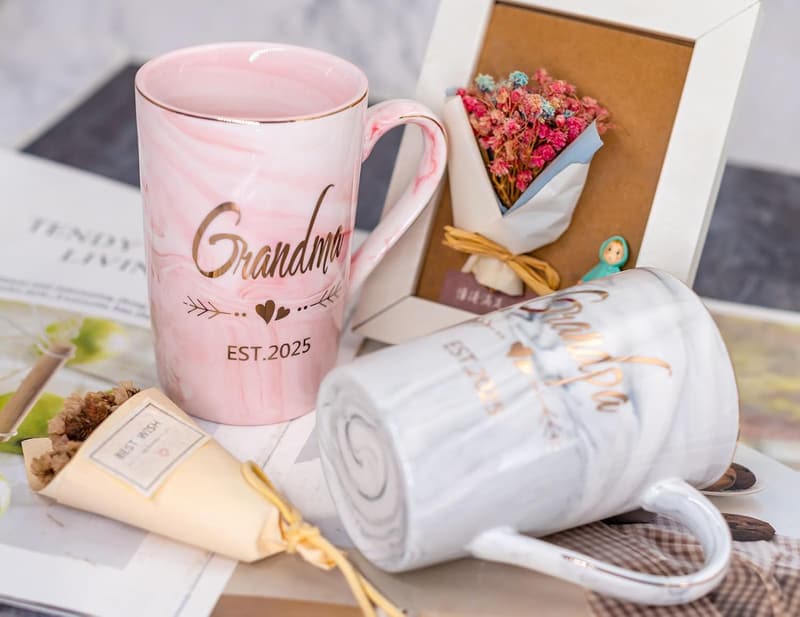 New Grandparents Mug Set - 12.5oz Ceramic Gifts for Baby Shower