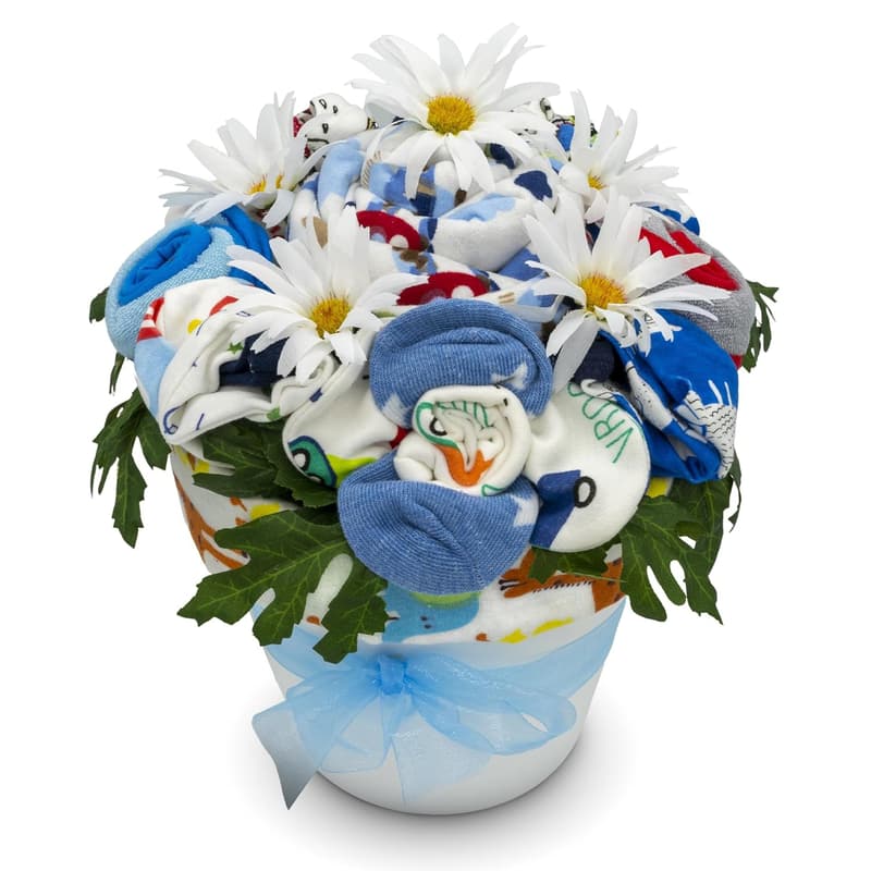 Newborn Baby Boy Gift Set | Unique Clothing Bouquet & Basket