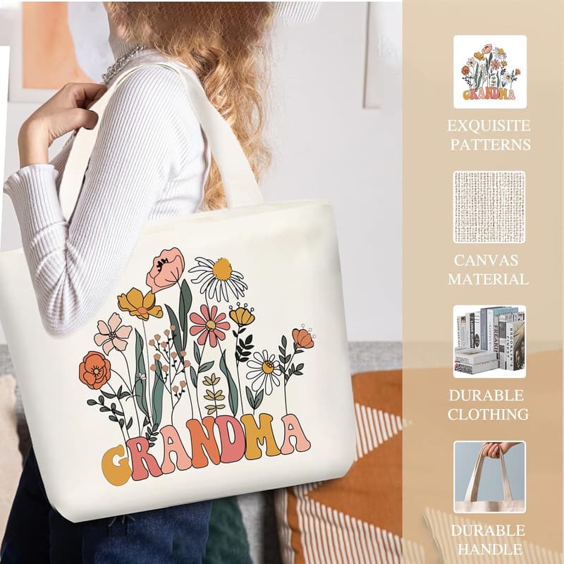 Grandma Birthday Gift Basket with Glass Cup & Tote Bag