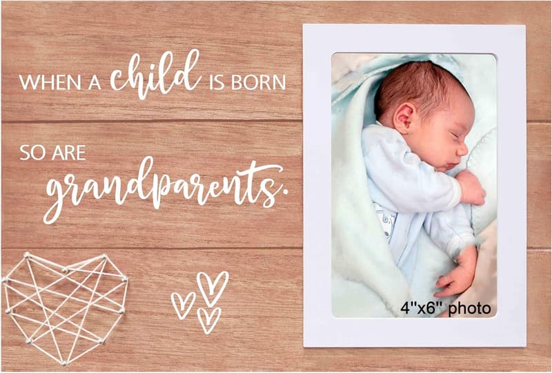 New Grandparents Gift - Wooden Photo Frame for Announcement