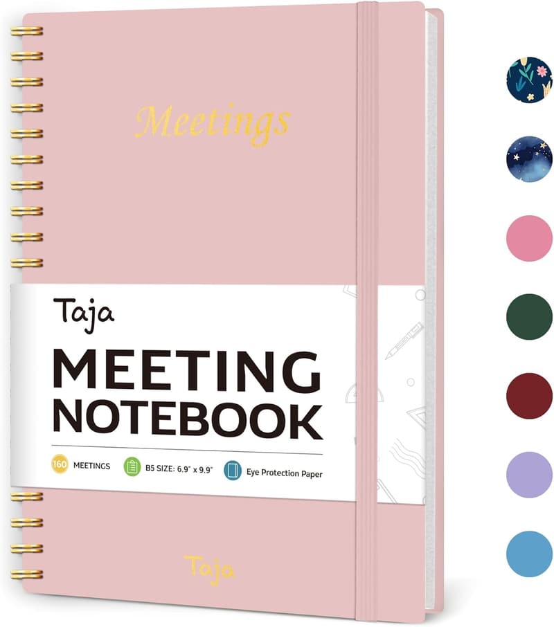 Pink Work Planner Notebook - 160 Pages for Organization