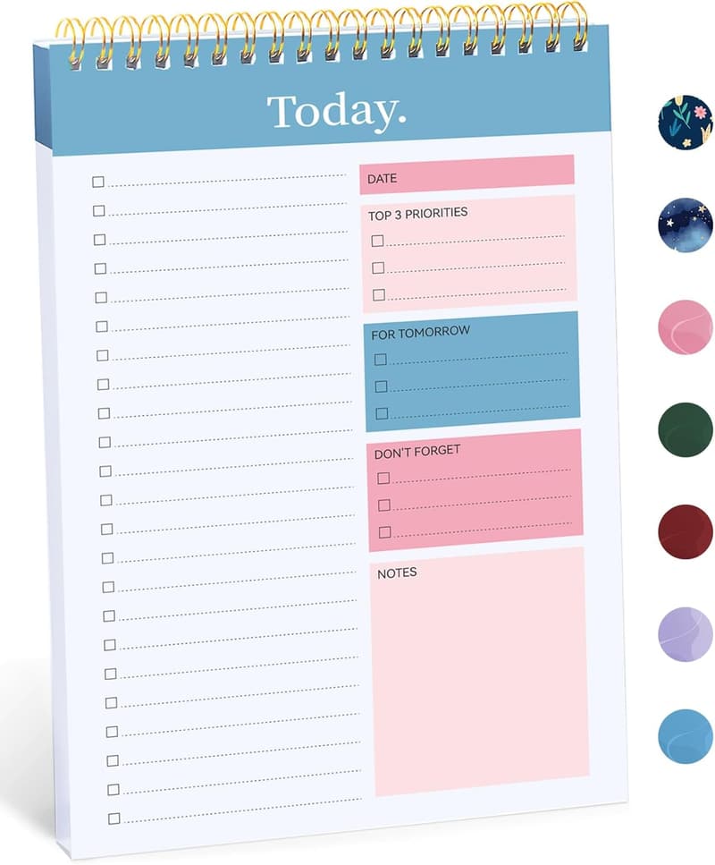 Undated Daily Planner To-Do List Notepad for Work and Home