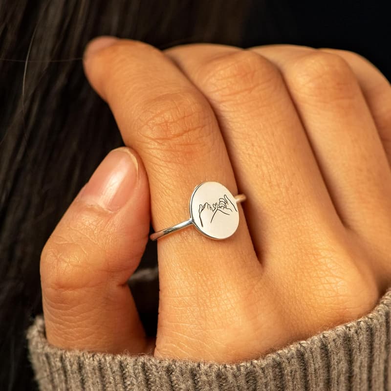 Friendship Rings for Women - 925 Sterling Silver Pinky Promise Set