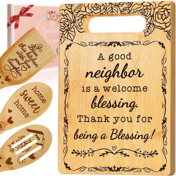 Welcome Neighbors Cutting Board Set - Thank You Gift