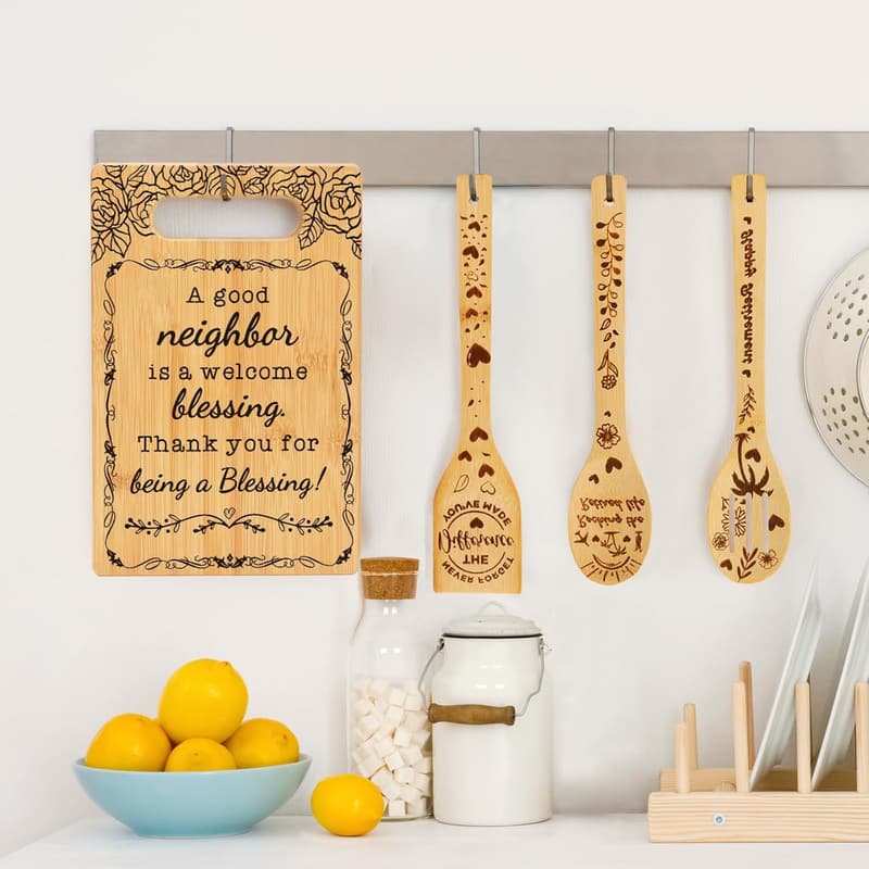 Welcome Neighbors Cutting Board Set - Thank You Gift