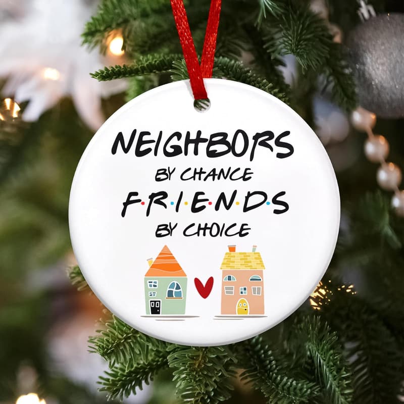 Christmas Ornament for Friends - Ceramic Neighbor Gift
