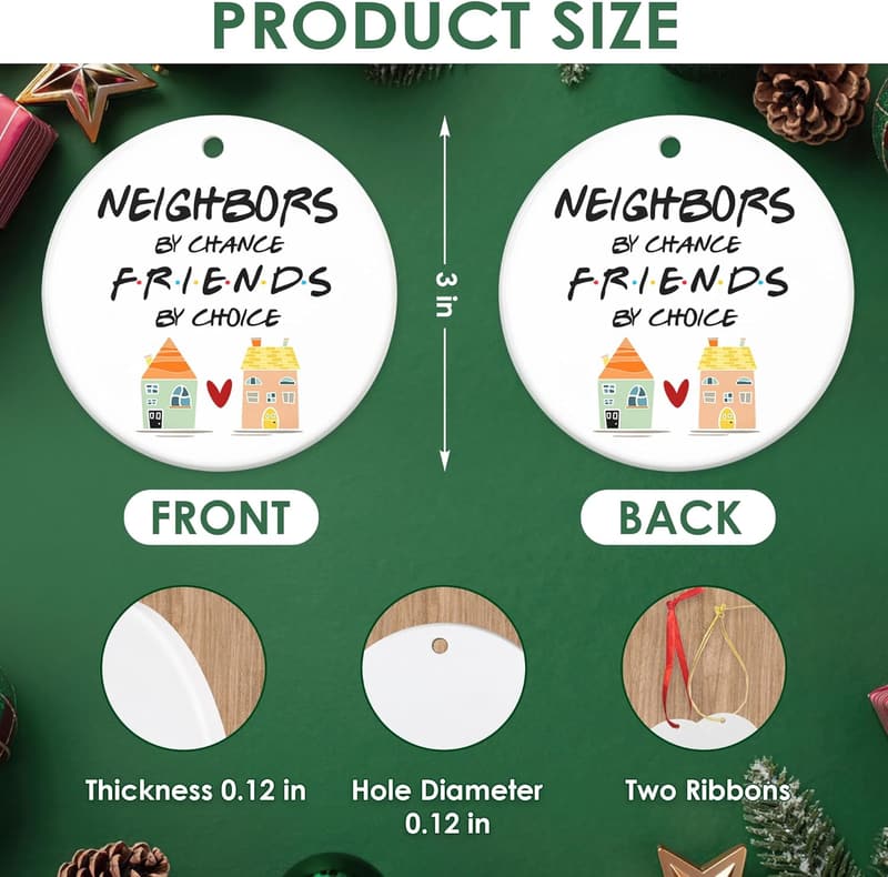 Christmas Ornament for Friends - Ceramic Neighbor Gift