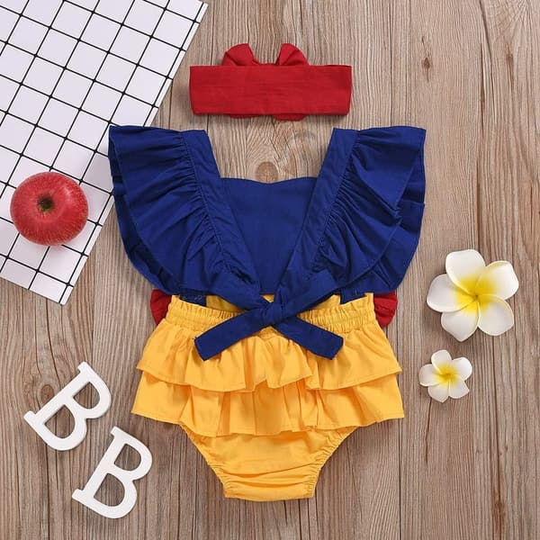 Summer Snow White Cosplay Romper for Baby Girls