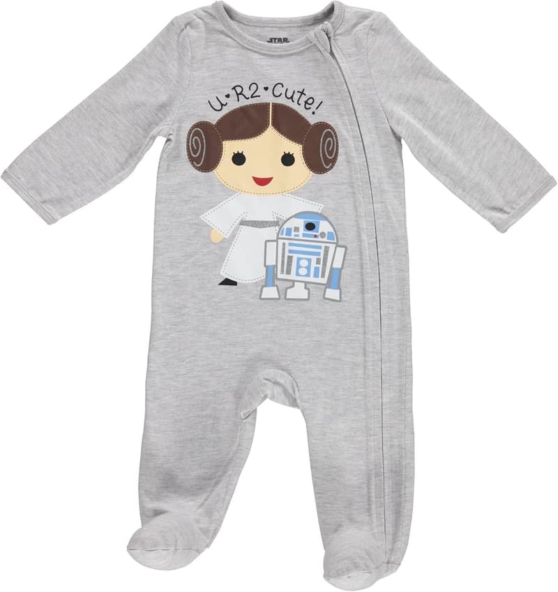Princess Leia & R2-D2 Baby Girls 2-Pack Zip-Up Sleepers