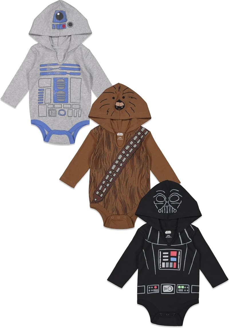Star Wars Baby Bodysuit 3-Pack: Chewbacca, R2-D2, Darth Vader