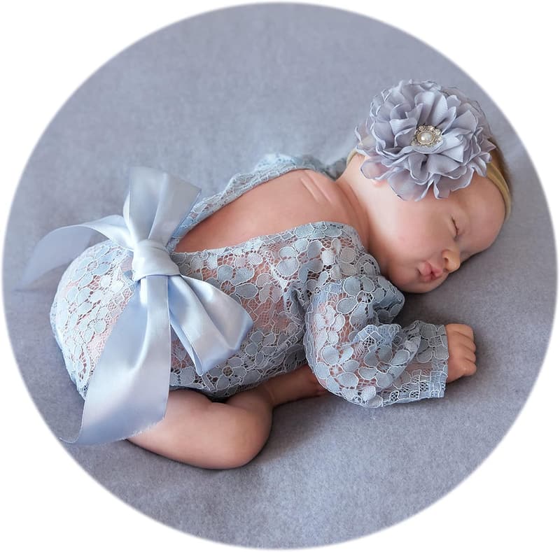 Newborn Girl Photography Outfit Set with Lace Headband