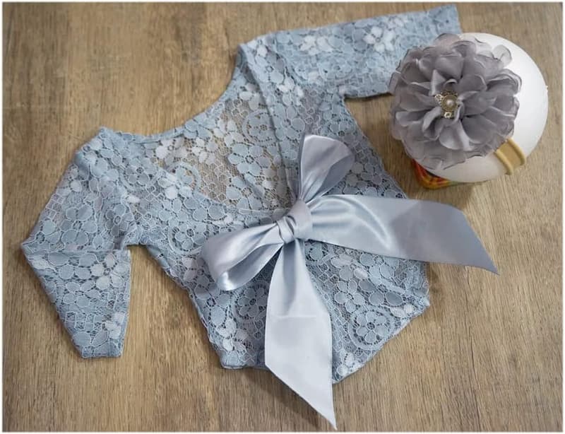 Newborn Girl Photography Outfit Set with Lace Headband