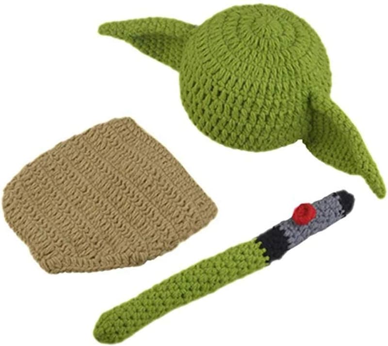 Newborn Photography Set with Crochet Knit Hat & Diaper Costume
