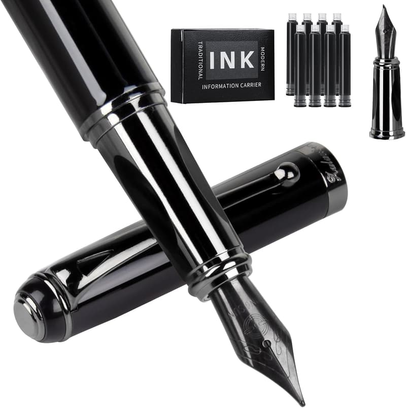 Luxury Fountain Pen Gift Set with Calligraphy Nib and Ink Cartridges
