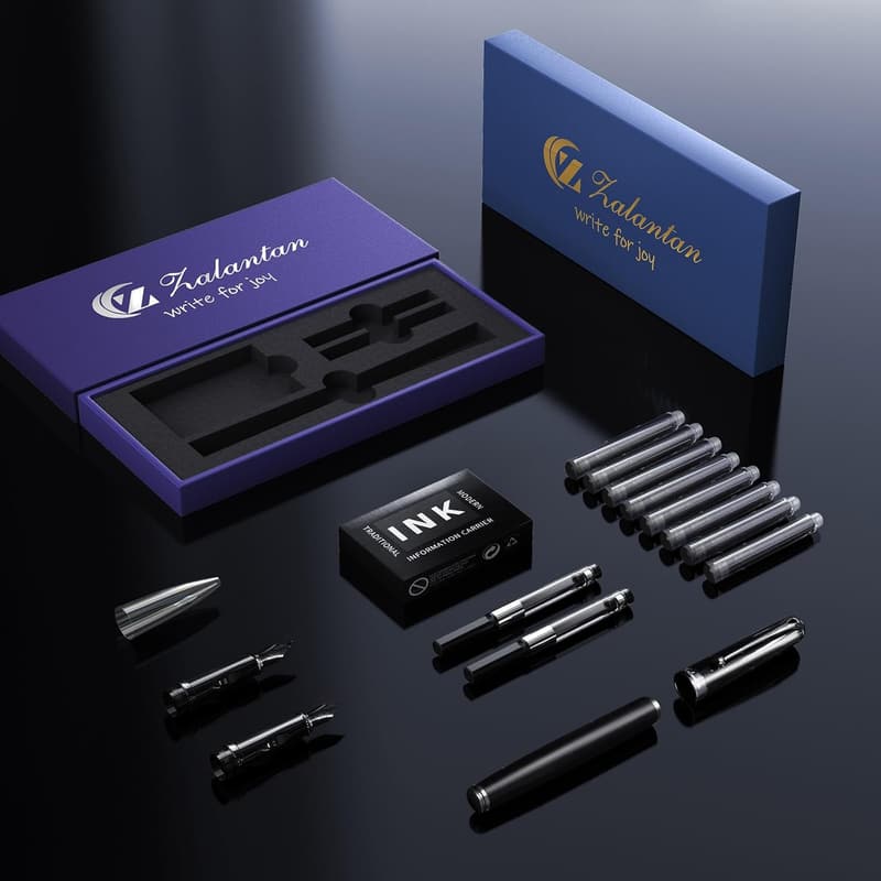 Luxury Fountain Pen Gift Set with Calligraphy Nib and Ink Cartridges