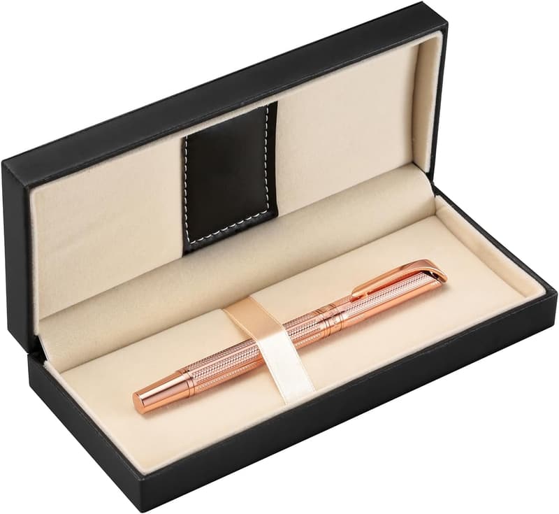 Rose Gold Rollerball Pen Set - Luxury Gel Ink for Women