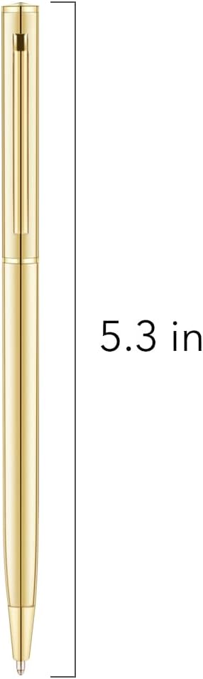 Gold Slim Ballpoint Pens - 6 Pack, Medium Point for Gifts