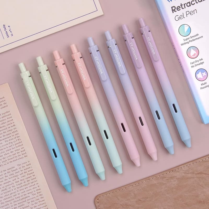 Retractable Gel Ink Pens with Gradient Barrels - 8ct, 0.5mm