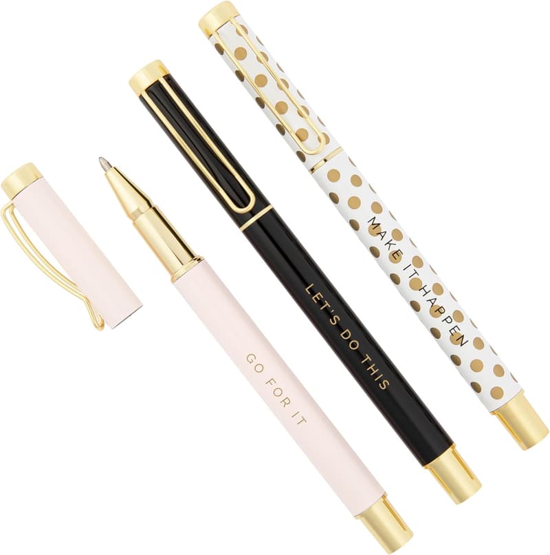 Inspirational Metal Pen Set for Women - Refillable Black Ink