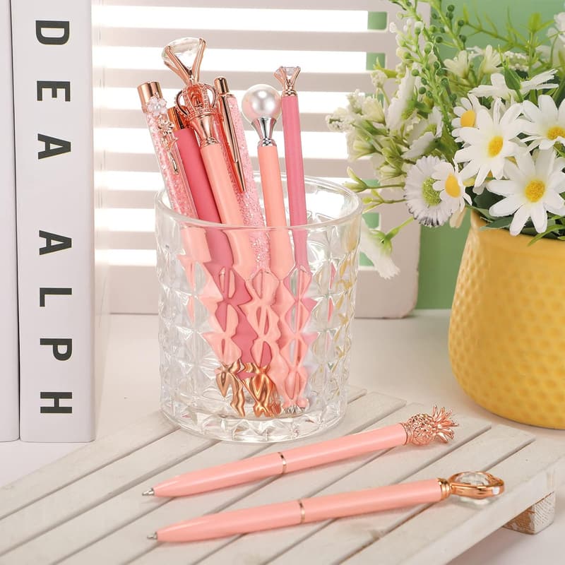 Cute Glitter Ballpoint Pen Set for Women - 9 Pcs Birthday Gift