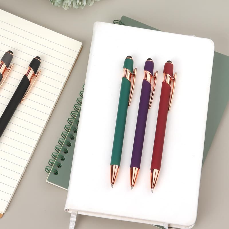 6-Pack Retractable Stylus Ballpoint Pens with 1.0mm Black Ink