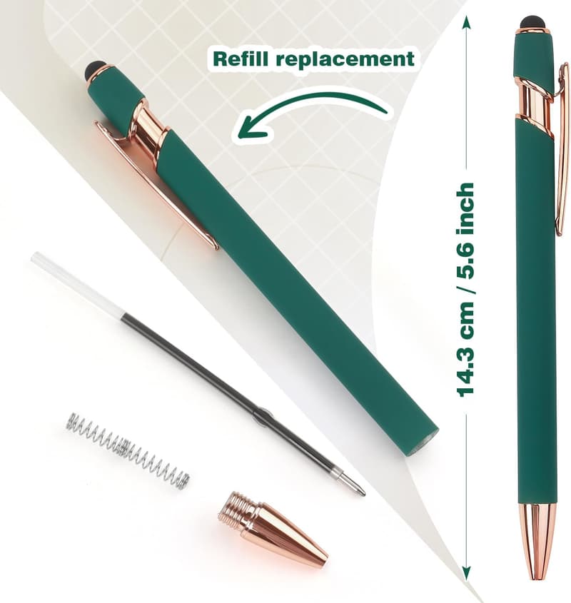6-Pack Retractable Stylus Ballpoint Pens with 1.0mm Black Ink
