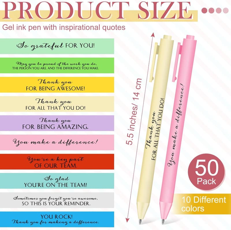 Motivational Gel Ink Pens for Coworkers - 50 Pack