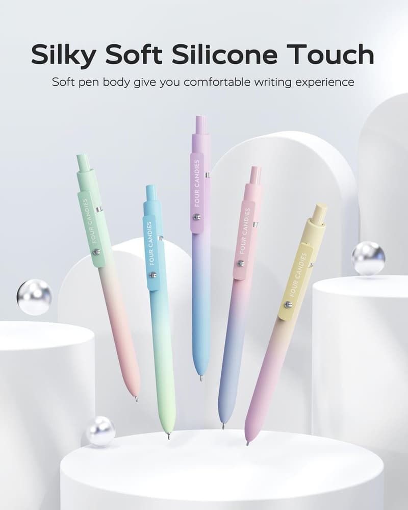Cute Gradient Gel Pens Set for Women - 5 Pack, 0.7mm Fine Point