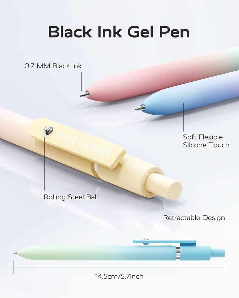 Cute Gradient Gel Pens Set for Women - 5 Pack, 0.7mm Fine Point