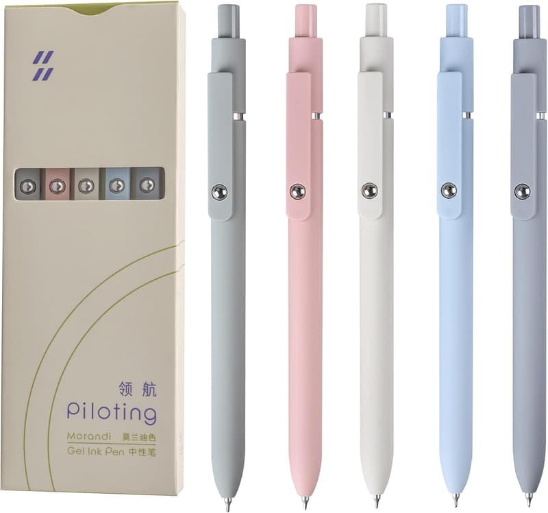 Cute Gel Ink Pens Set for Women - 0.5mm Fine Point, Quick Drying (5 Pcs)