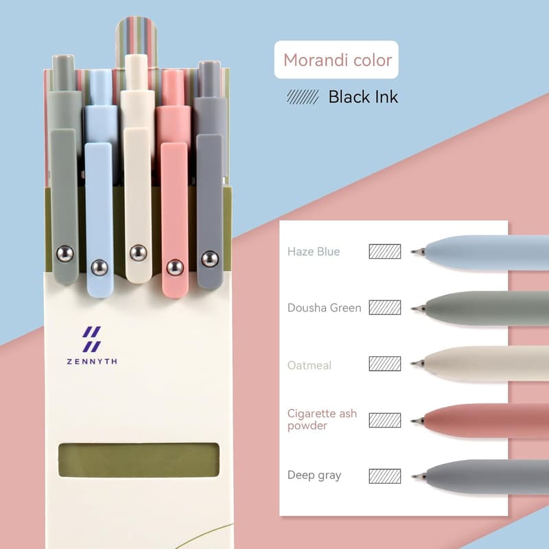 Cute Gel Ink Pens Set for Women - 0.5mm Fine Point, Quick Drying (5 Pcs)
