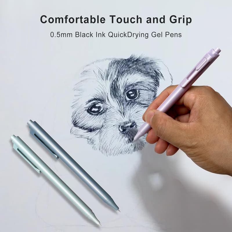 High-End Gel Pens, 12-Pack - 0.5mm Fine Point Black Ink