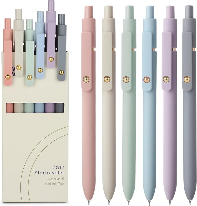 Fine Point Black Gel Pens for Journaling - 6pcs Set