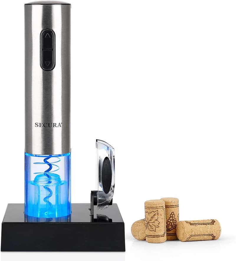 Rechargeable Stainless Steel Electric Wine Opener with Foil Cutter