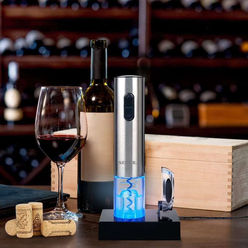 Rechargeable Stainless Steel Electric Wine Opener with Foil Cutter