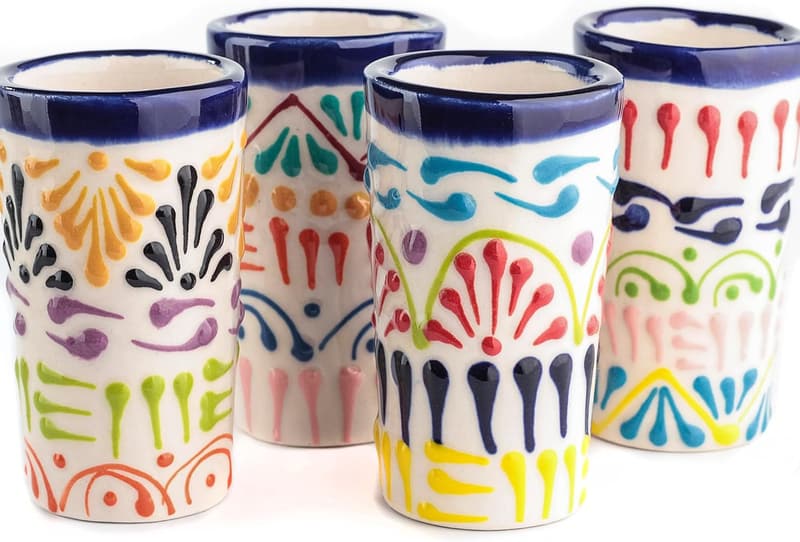 Authentic Hand-Painted Talavera Shot Glasses Set of 4