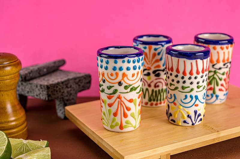 Authentic Hand-Painted Talavera Shot Glasses Set of 4