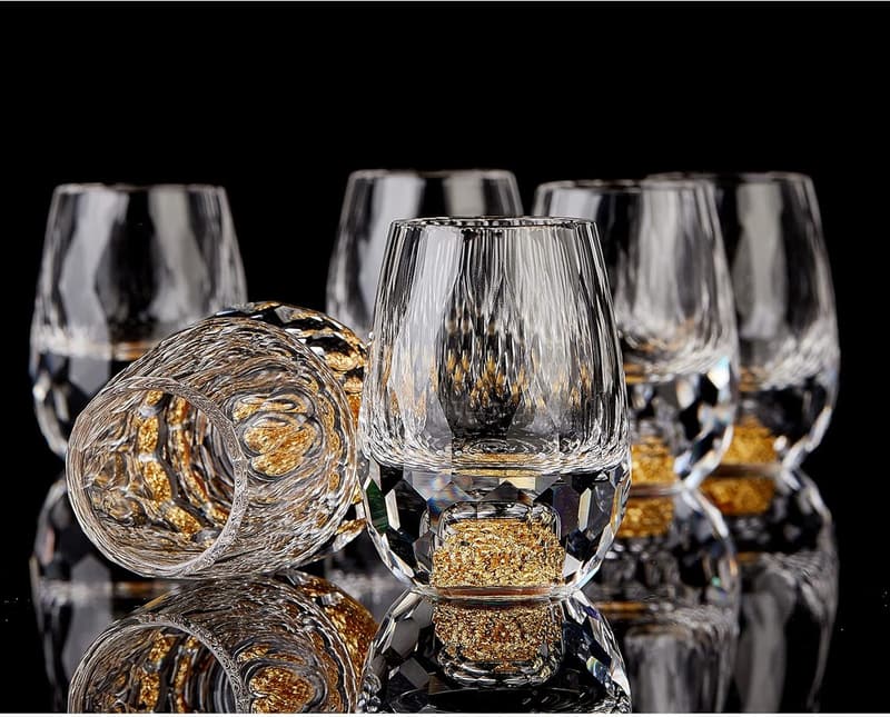 Luxury 24K Gold Leaf Shot Glass Set - 6 pcs, BPA-Free