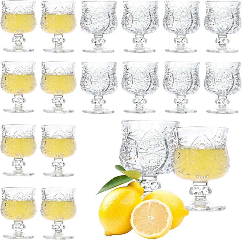 Set of 16 Stemmed Liquor Glasses for Tequila & Sherry