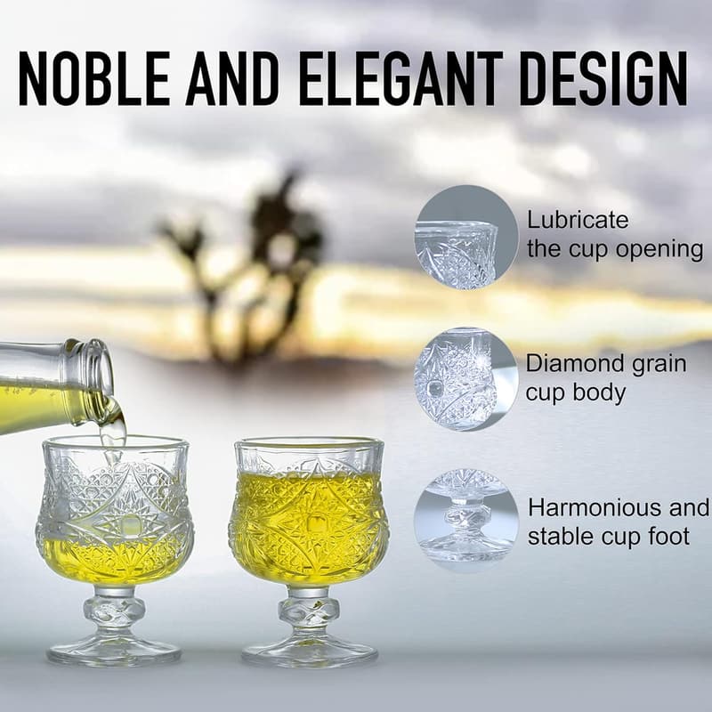 Stemmed Cordial Glasses Set of 8 - Perfect for Home Bar & Gifts