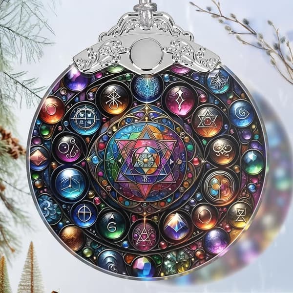Christmas Stained Glass Ornament - Holiday Tree Decoration