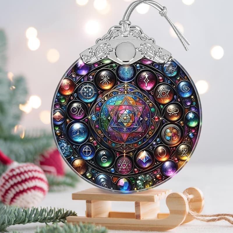 Christmas Stained Glass Ornament - Holiday Tree Decoration
