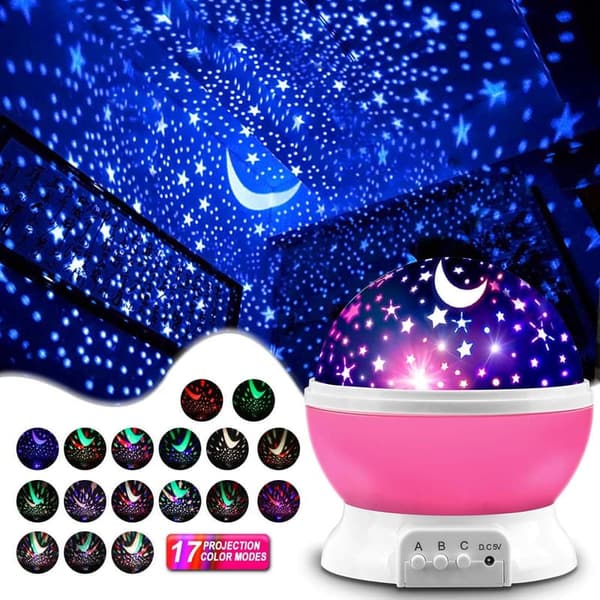 Kids' Star Projector Night Light Lamp for Bedroom Decor - Pink