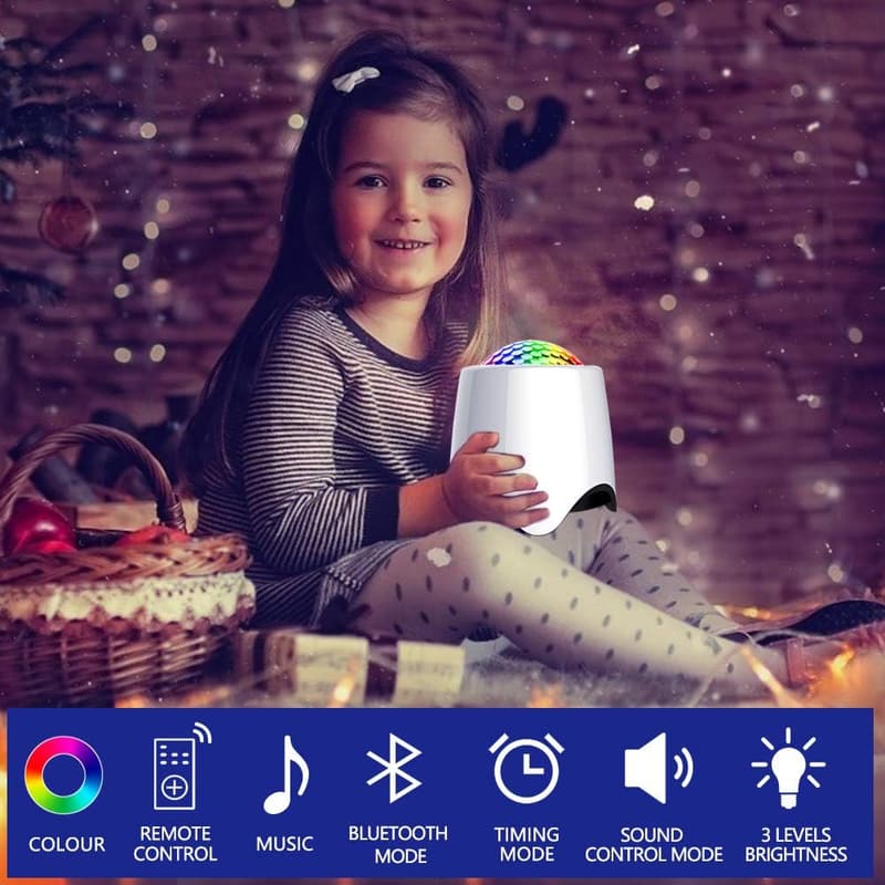 LED Star Projector with Music Speaker & 14 Effects for Baby