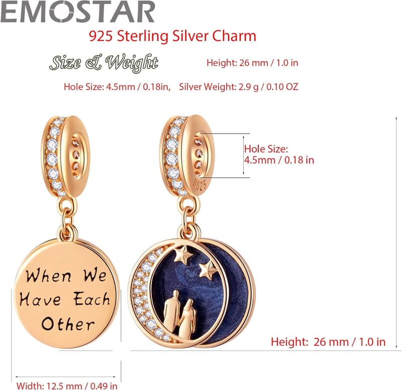 Valentine's Day Rose Gold Charms for Couples in 925 Sterling Silver