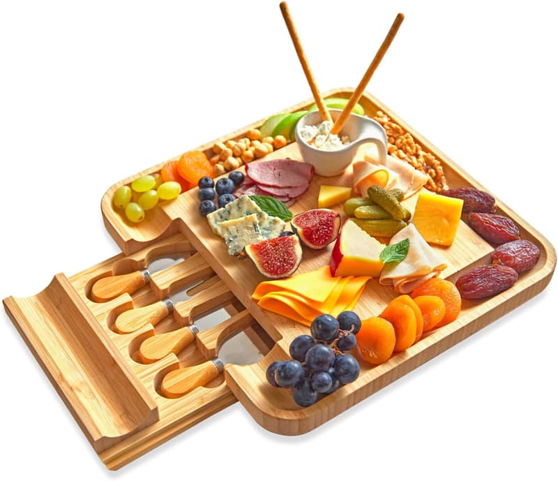 Bamboo Cheese Board & Knife Set - Perfect Wedding & Birthday Gift