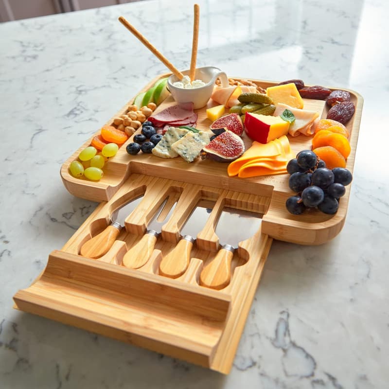 Bamboo Cheese Board & Knife Set - Perfect Wedding & Birthday Gift